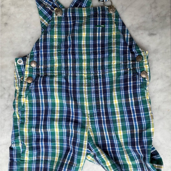 Gymboree Gymsport Infant 6-12 Months Plaid Navy Green Overalls One Piece - Picture 1 of 9